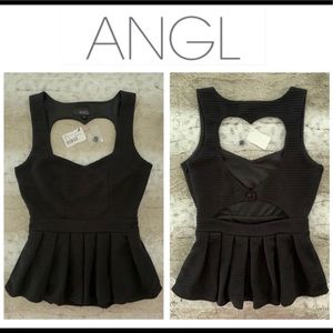 NWT ANGL black peplum top